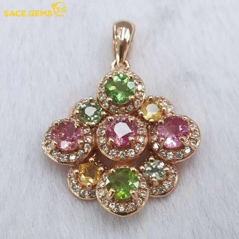 Sace Gems Ожерелья с подвеской из стерлингового серебра 925 пробы с натуральным турмалином для женщин, сверкающие ювелирные изделия, подарок на день рождения