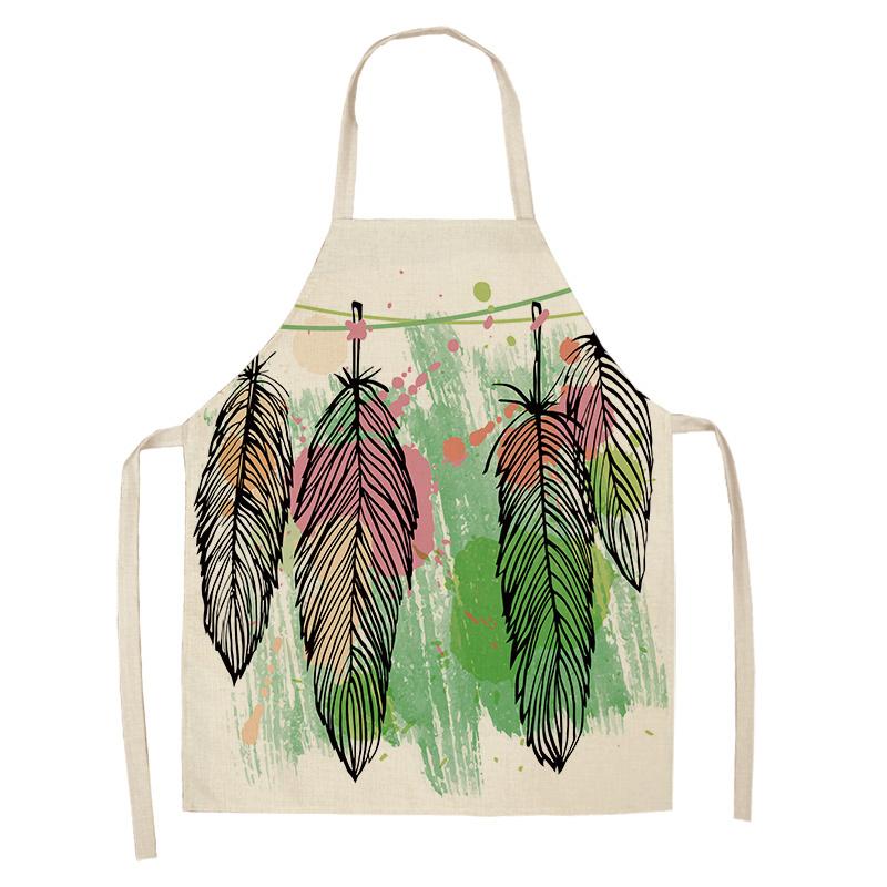 Фартук с принтом «Ловец снов» из перьев, званый ужин, барбекю, нагрудник для приготовления пищи, льняной фартук, фартук для уборки дома, против пятен и масла