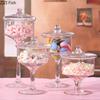 Transparent Glass Cake Stand with Lid Candy Jar with Glass Cover Wedding Dessert Display Stand Home Candy Storage Tank