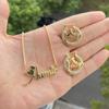 QIUHAN OEM Ice Out Blink 22mm Hoop Earrings Necklace Custom Name Jewelry Set