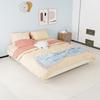 Modern Minimalist Bed Frame, 160x200 cm, Beige, Dutch Velvet Fabric, Low-Profile Base. Excludes Gas Lift Mechanism, Headboard, and Mattress.