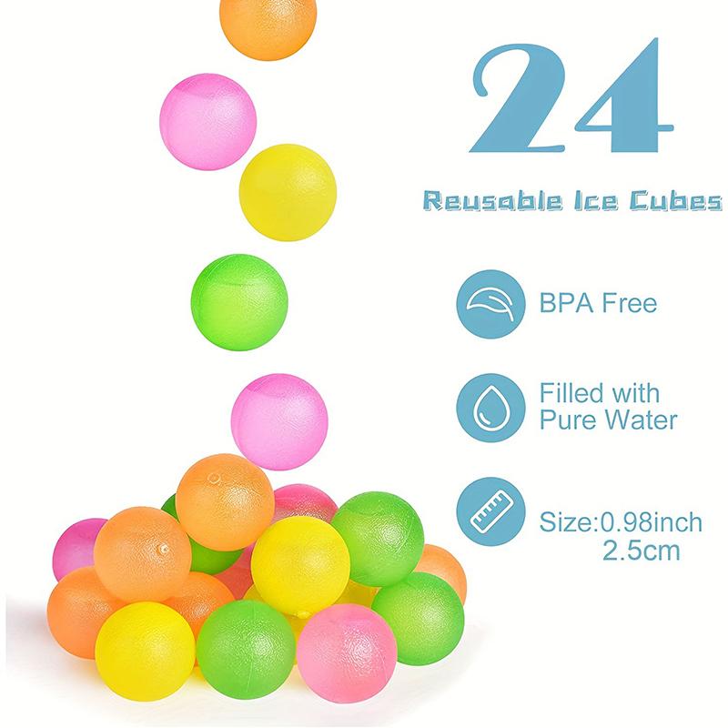 24Pcs/Set Whisky Reusable Ice Cube The Summer Wear-Resistant Rocks Whiskey Cubes Plastic Colored Balls Accessories