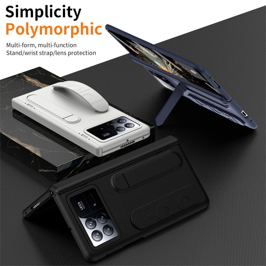 Чехол для Xiaomi Mix Fold 3 5G с подставкой и ремешком на запястье, ПК чехол для телефона с защитной пленкой из закаленного стекла