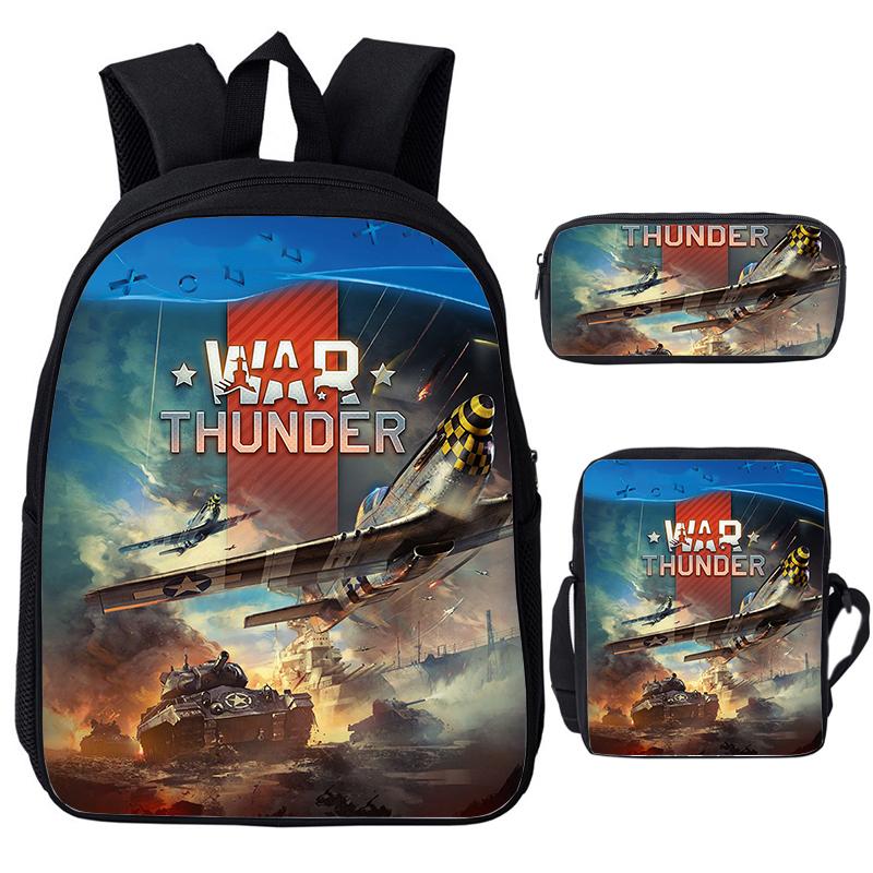 Набор из 3 шт. Игровые Аниме Школьные сумки War Thunder Рюкзаки с принтом Боевые Танки для Школы Подростка Девочек Мальчиков Рюкзак World of Tanks