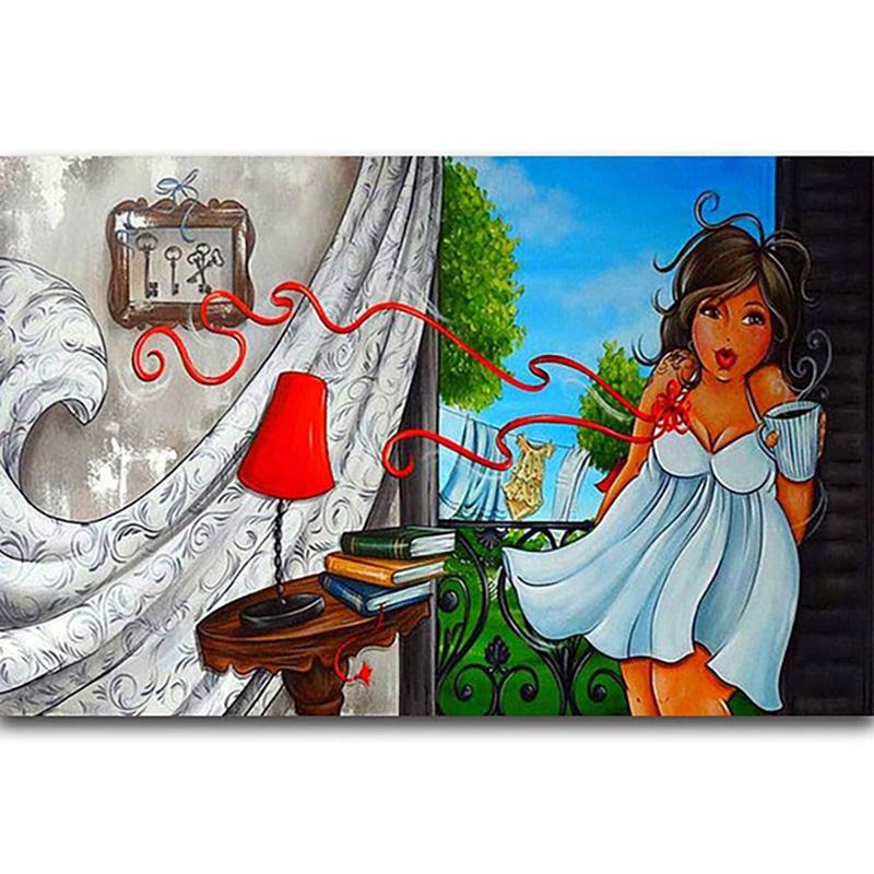 Полный круглый бриллиант 5D DIY сексуальная женская алмазная живопись мультфильм толстая леди Алмазная вышивка крестиком мозаика домашний декор