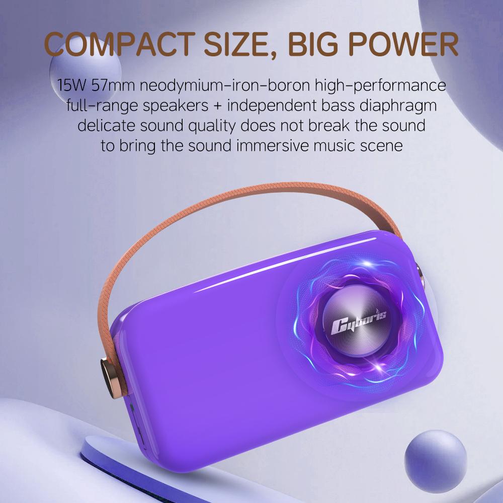 CYBORIS T4 Портативная ретро детская караоке-колонка 15 Вт для домашних развлечений, Bluetooth-совместимая колонка с 2 микрофонами