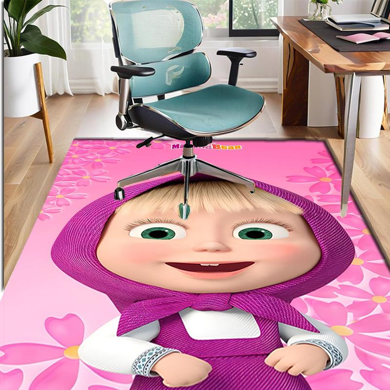 Masha and The Bear Pattern Rug, Indoor/Outdoor Mat, for Picnic, Gameroom, Bedroom, Office, Living Room, Home Decor Carpet, Birthday Gift