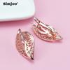 SIMJOO Rose Gold Earrings with Simple Cut-out, Carved Leaf Earrings for Ladies