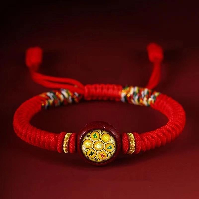 12 Знаков Зодиака Восемь Богов-Покровителей Богатства Бэнминфо Амулет-Покровитель Красная Веревка Ручной Работы Регулируемый Ручной Браслет