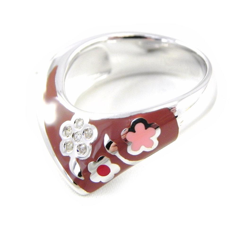 Bague Argent 'Flower' Rouge