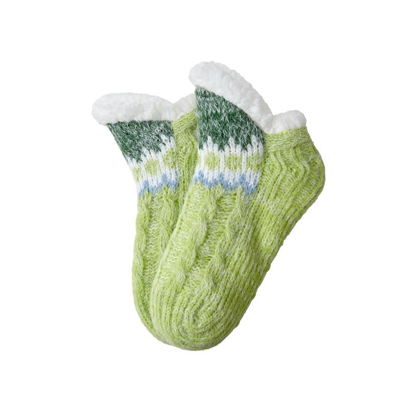 Fashion Plush Floor Socks Women Anti Slip Flower Thick Thermal Socks Autumn WinterAnkle-high Hosiery Slippers Socks Indoor