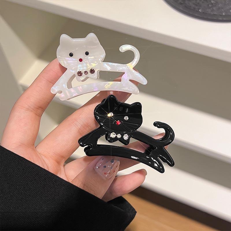 New Cute Acetate Cat Hair Claws Vintage Rhinestone Shark Clip Hairpins Hair Clip Clamps Fashion Headwear Girls Hair Accessories
