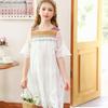 Teens Girls Dress 2024 Summer Children Clothing White Lace Performance Dress Princess Knitted Tulle Dresses