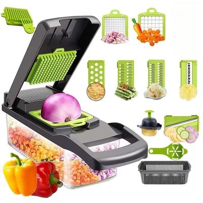 14 шт. Многофункциональный измельчитель овощей, ломтерезка для фруктов, мясорубка с ручкой, измельчитель лука, измельчитель картофеля со сменными лезвиями