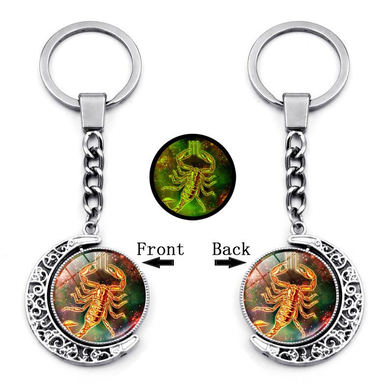 Светящийся Кулон-брелок с Двенадцатью Созвездиями, Вращающийся Кулон с Луной, Металлический Брелок, Подвесной Подарок