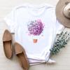 (Asian Size) Clothing Watercolor Hot Balloon Trend Cute Women Print Short Sleeve Tee Top Fashion T Shirt Woman Female T Graphic T-shirts