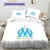 Olympique de Marseille Pattern Bedding Quilt Set  Home Decoration  Gift (1 * duvet cover + 2 * pillowcase  without core)