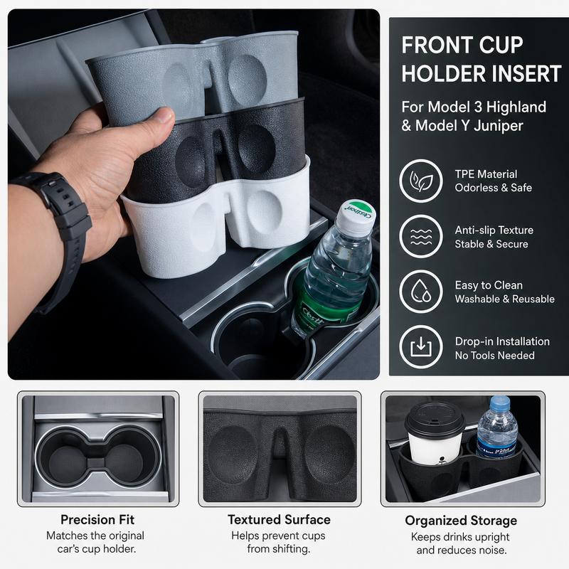 TPE Silicone Center Console Cup Holder Mat For Tesla Model 3 Highland Model Y Juniper Front Cup Pad Car Accessories