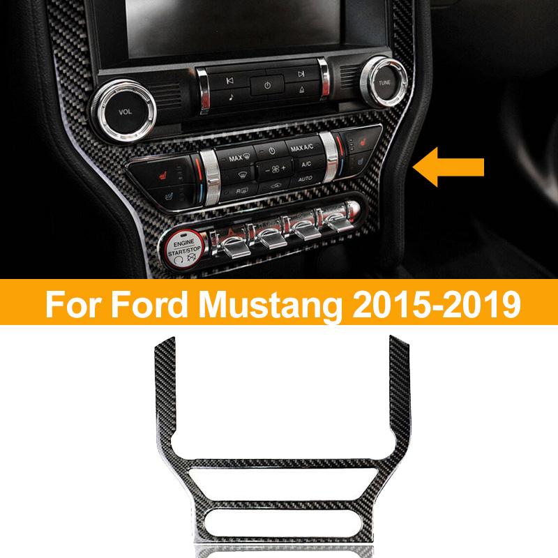 Накладка на декоративную крышку панели CD из углеродного волокна для Ford Mustang 2015-2019 с левым рулем, центральная консоль, мультимедийная отделка, наклейка на рамку