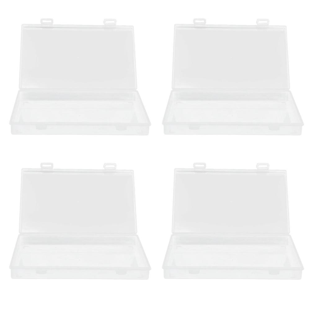 4pcs Flap Lid Transparent Plastic Box Transparent Multipurpose Storage Box  Office Supplies