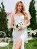 Ever-Pretty Women's Sweetheart Neckline Sheer Lace Waist Fishtail High Slit Sleeveless Wedding Dress