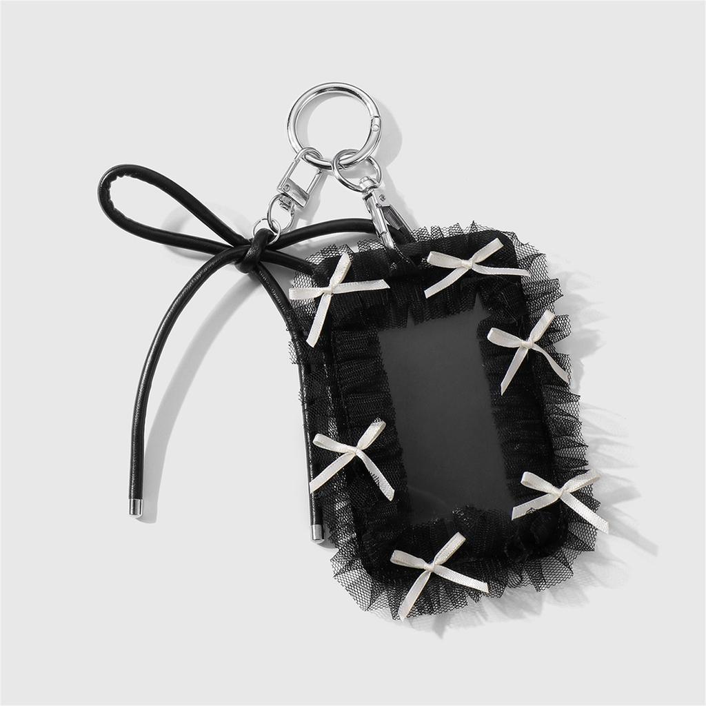 Готический держатель для фотокарточек Кружевной держатель для фотокарточек K-pop с брелоком Держатель для ID-карты Подвеска-брелок Рукава для студенческого билета