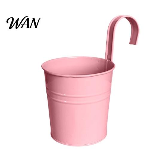 Durable Flower Containers Hanging Metal Planter Flowerpot with Detachable Hook Drain Handle Hole Railing Plant Pot for Balcony Garden Fence
