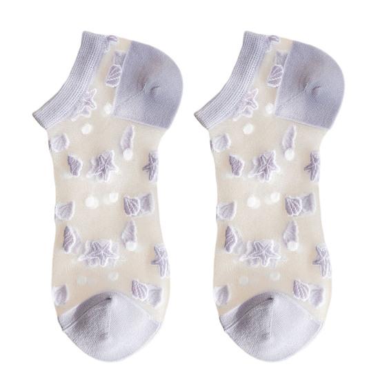1 Pair Invisible Socks All Match Elastic Breathable Short Weaving Sole Cool Polyester Transparent Design Women Socks Shoes Accessories