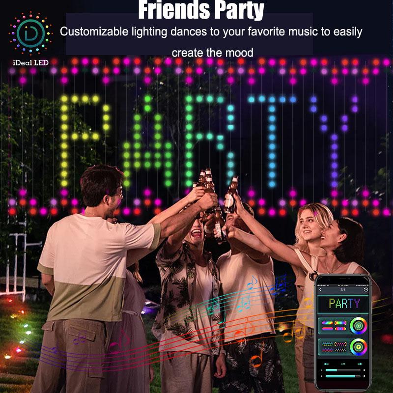 Умная гирлянда, светодиодная RGB-занавеска ко Дню святого Валентина, сделай сам, узор, динамичный, для декора гостиной, уличный светильник