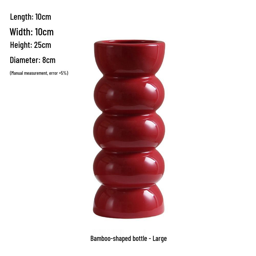 Китайская красная керамическая ваза середины века - Новогоднее специальное украшение для гостиной или свадебные композиции из шелковых цветов