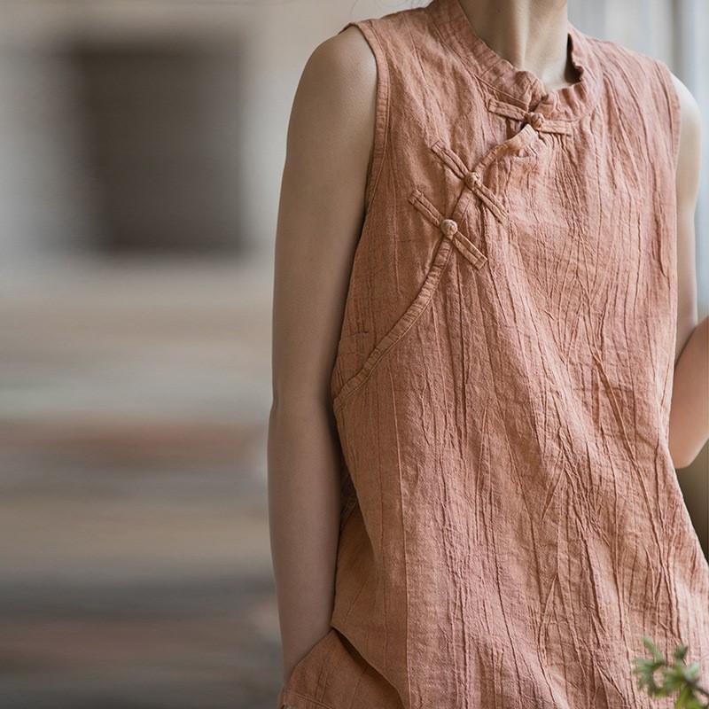 Johnature Женские топы на бретелях в китайском стиле без рукавов и пуговиц, винтажные женские винтажные мягкие топы на бретелях с принтом тай-дай