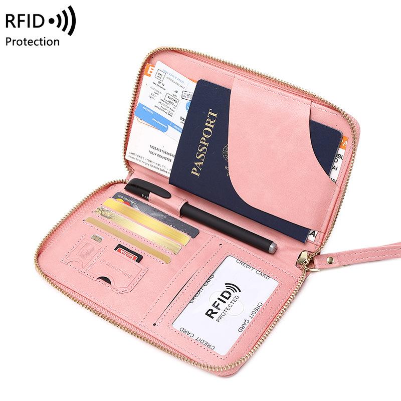 New Passport Folder Ticket Storage Document Bag Zipper Long Wallet Multifunctional Travel Passport Bag