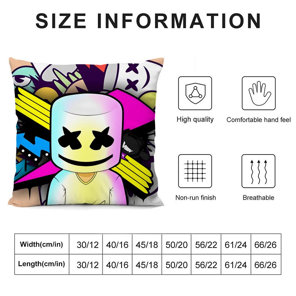 M-Marshmello Музыкальный продюсер Наволочка Подушка Ультрамягкая Ткань, Дружелюбная к Коже Облачный Комфорт и Скрытая Молния