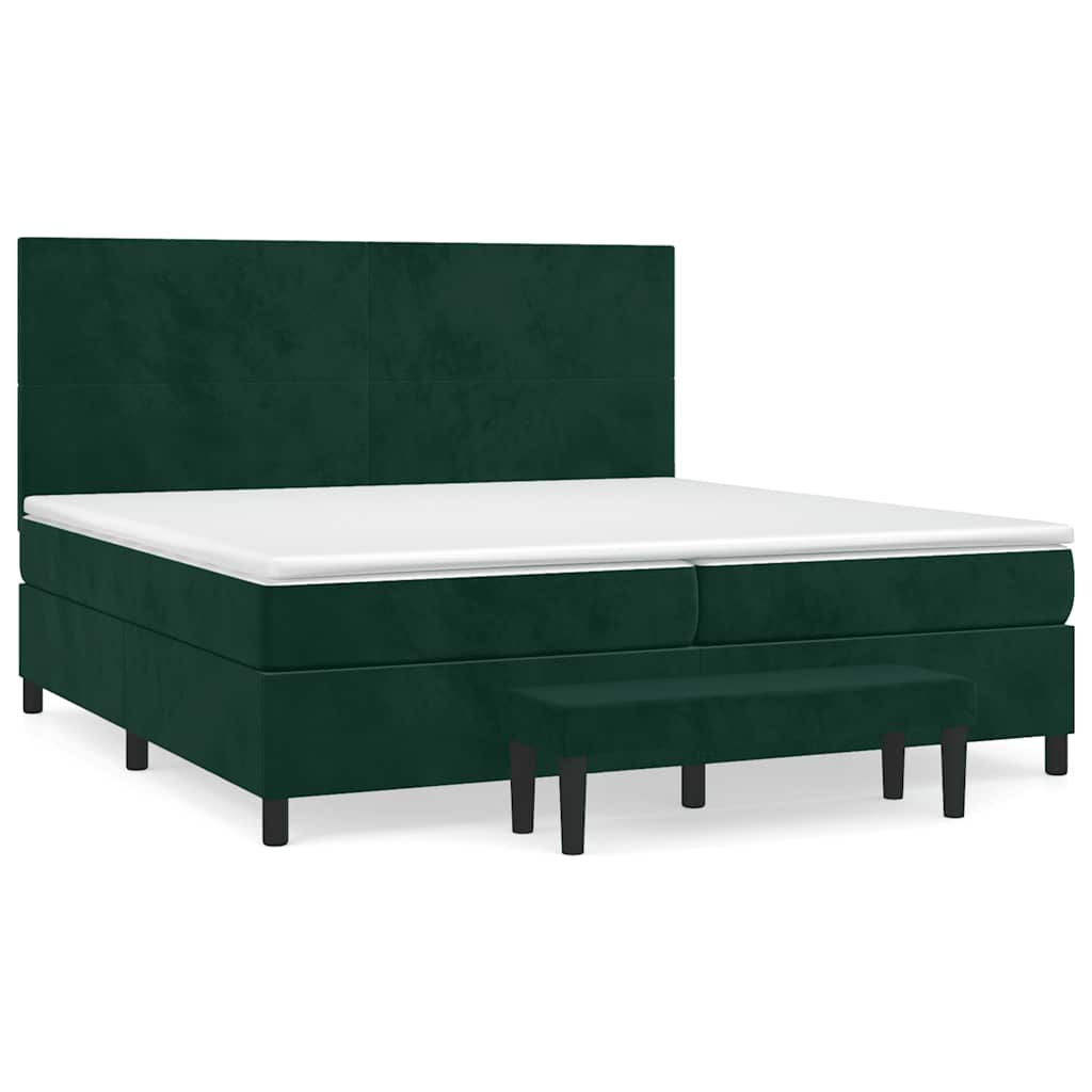 Box Spring Bed with Mattress Dark Green 200 x 200 cm Velvet