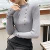 Non Pilling Button Half High Neck Sweater Women's Base Sweater Autumn Korean Version Pullover Slim Knit Sweater