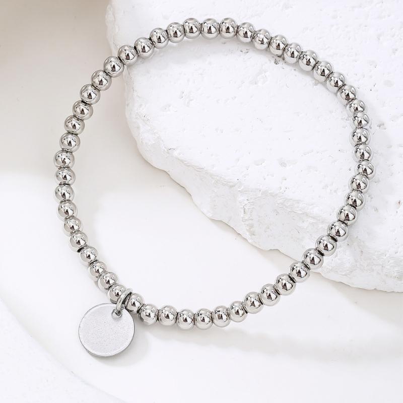53 4mm Gold/Silver Stainless Steel Beaded Elastic Bracelet For Men Women Comfort Fit Adjustable Wristband
