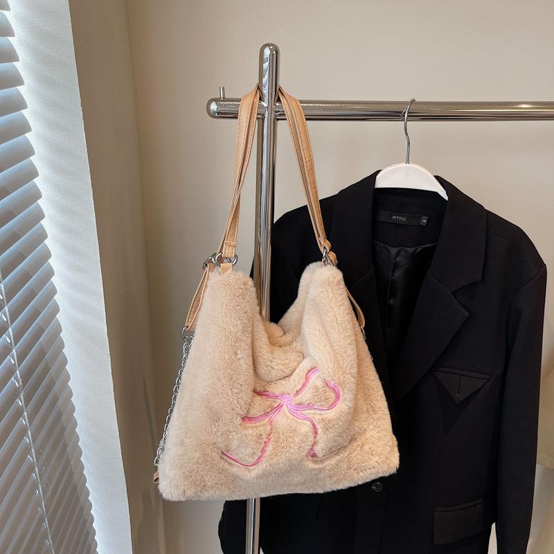 Повседневная сумка-тоут Mao Mao большой вместимости, модная женская сумка подмышку 2024 года, новый рюкзак с бантом на плечо