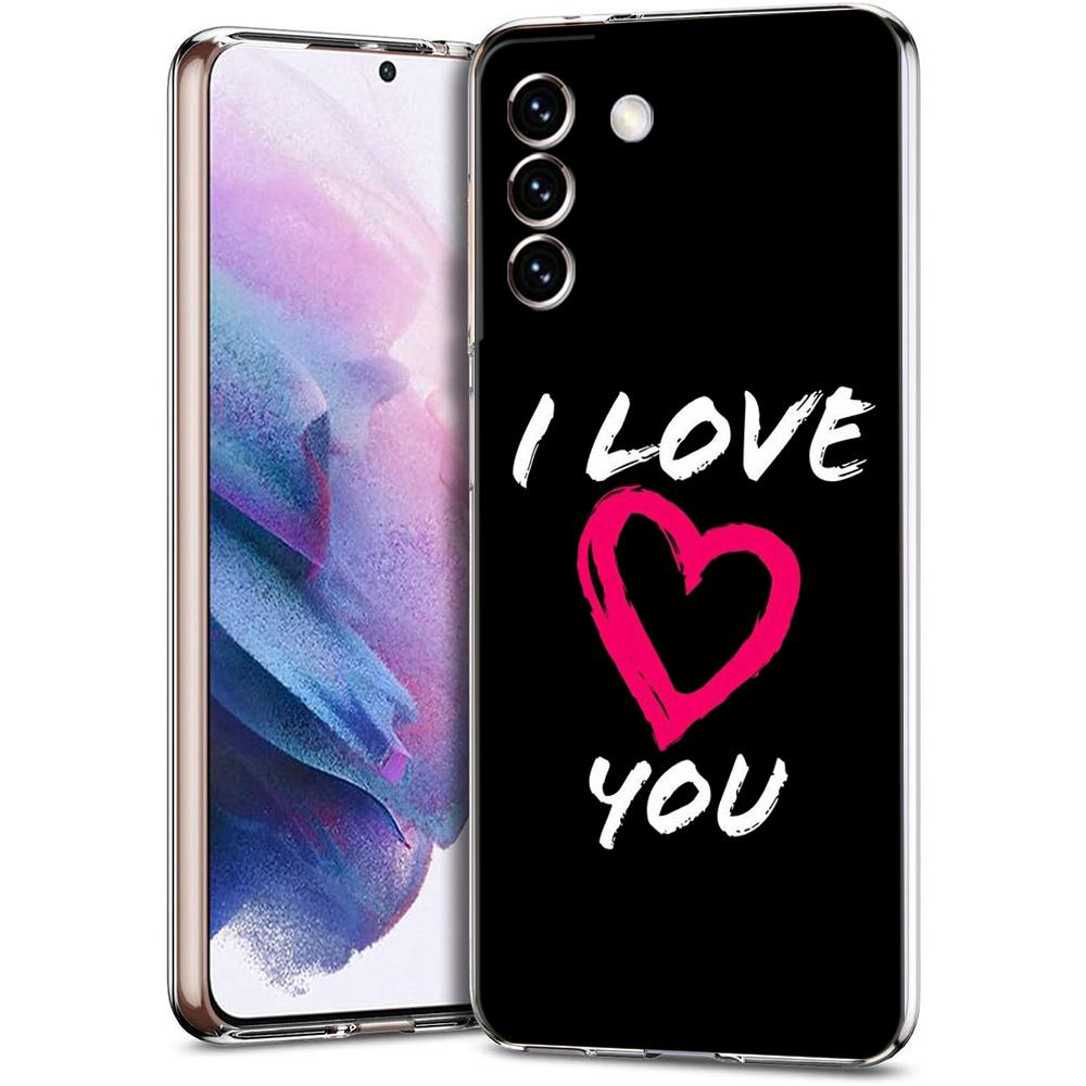 Чехол для телефона Samsung Galaxy S24 Ultra S23 FE S22 S20 S21 5G S10 S9 Plus S10E S8 Прозрачный Я люблю тебя Розовое Сердце
