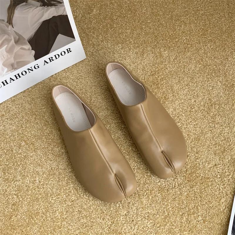 Bailamos женские мокасины Tabi Ninja с круглым разрезом на носке, неглубокие ленивые туфли без застежки, мюли с открытой пяткой, кожаные туфли, мягкие лоферы, слипоны