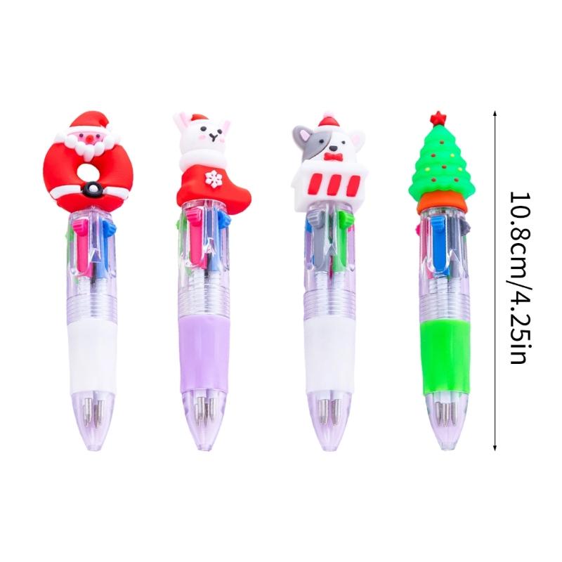 5PCS Festive Christmas Theme Ballpoint Pen Multicolor Pens With Ergonomic Grip Portable Writing Tools For Students