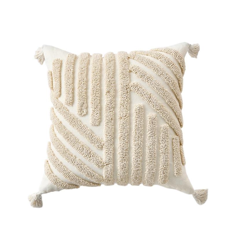 1 шт. LOZUJOJU Бежевый Мягкий Чехол для Подушки Богемный Стиль Кисточки Стеганый Вышитый Наволочка для Дивана Гостиной Спальни Домашний Декор