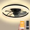 Modern Ceiling Fan Lamp Semi-Flush Mount Ceiling Fan with LED Lights 3 Light Colors 6 Wind Speeds