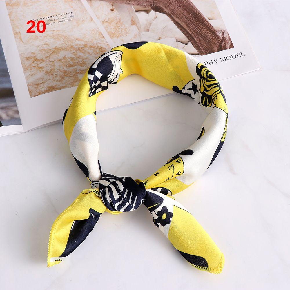 Vintage Wrist Wrap Head-Neck Tie Hair Band Silk Feel Satin Bandana Women Square Scarf Handkerchief