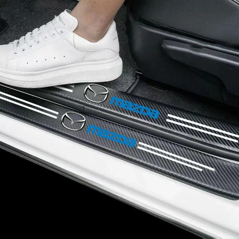 Carbon Fiber Door Sill Anti Scratch Guard Decor Sticker For Mazda 3 6 2 CX-5 CX-30 CX-50 CX-90 CX-80 MX-5 Atenza Axela
