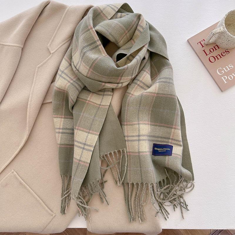 Осень и зима новый универсальный шарф женский утолщенный вязаный толстый бахромчатый теплый шарф имитация кашемира шаль