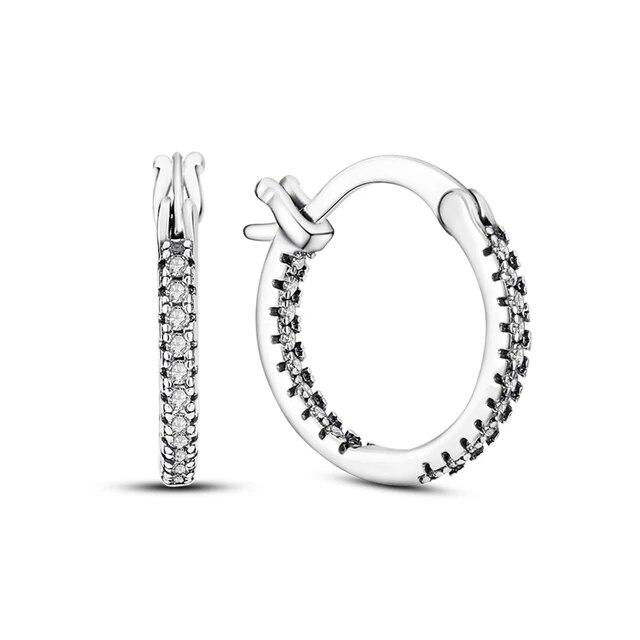 Серьги-кольца из серебра 925 пробы для женщин, сверкающие серьги Pave Cz, роскошные ювелирные изделия