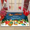 Christmas Doormat with Santa Claus, Reindeer, Snowman, Tree, and Stockings Design