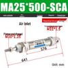 Mini Stainless Steel Pneumatic Cylinder MA Series (16-40mm Bore, 50-200mm Stroke)