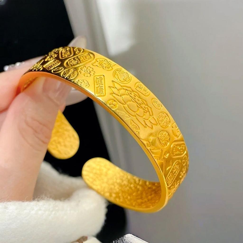 Glossy Opening Auspicious Bracelet Inherits the Engraving Process and Is Wear-resistant