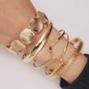 5Pcs/Set Gold Color Knot Cuff Bracelets Metal Women's Hand Bracelet  Jewelry Gifts